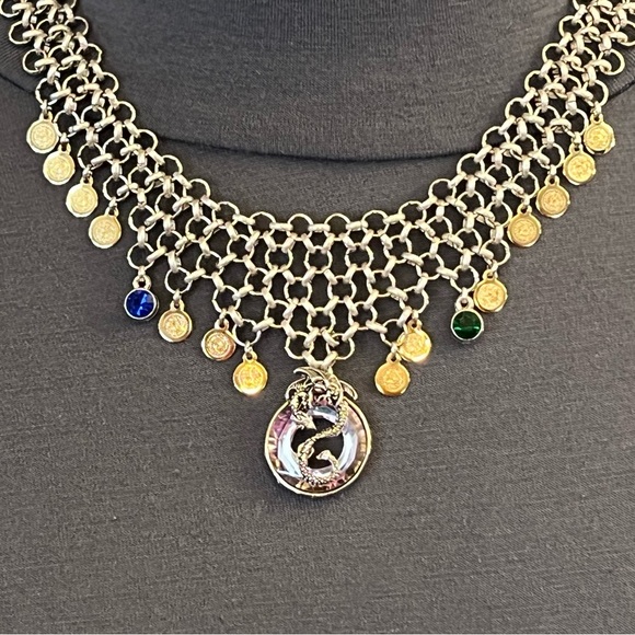 “Smaug’s Treasure" Dragon Handmade Chainmail Necklace The Hobbit Fantasy Tolkien - Picture 4 of 16